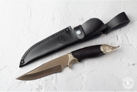 Нож Каспий D-2, литье мельхиор, навершие мельхиор голова рыбы, 095731