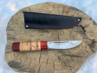 Нож "Якутский" (ст. 95х18, граб, падук, береста, фрезерованный дол,130мм)