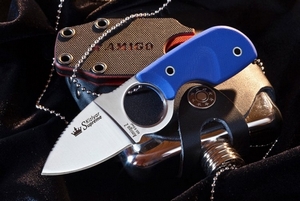 Шейный нож" Amigo-Z AUS-8"  (Сатин, Синяя  рукоять)