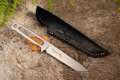 Нож Aggressor Mini AUS-8 SW (Stonewash, кожаный чехол) 1573