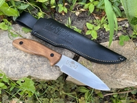 Нож Fortuna AUS-8 SW (Stonewash, дерев. рукоять, кожаные ножны) 0480