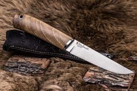Нож Malamute Niolox SW WH LS (StoneWash, деревянная рукоять, кожаные ножны)