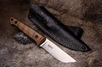Нож Nikki D2 SW (Stonewash, деревянная рукоять, кожаные ножны) 0843