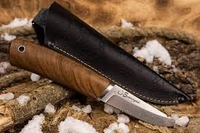 Нож Samoed N690 SW (Stonewash, дерев. рукоять, кожаные ножны) 57080