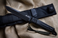 Нож Aggressor D2 bt v2 (Черный, Черная рукоять, Черные  ножны)