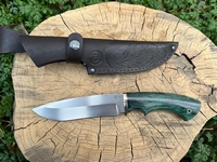 Нож Скиф (ст. D2, карельская береза, мельхиор) зеленый