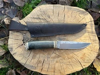 Нож Тигр ( кованная сталь 9 XC, ценные породы дерева,  мельхиор)