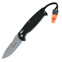 Нож складной Ganzo G7412P-BK-WS (ст.440С, в чехле, черный, со свистком рукоять рифленая)