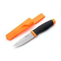 Нож Ganzo G806-OR (пластиковые ножны, прорезиненая рукоять, оранжевый)  