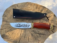 Нож "Бобр-2" (ст .95х18, кованая, навершие и литье мельхиор, дер. падук, гравировка, разные рис)