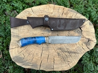 Нож Варяг (дамасская сталь,  карельская береза,  мельхиор)