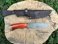 Нож Лорд (дамасская сталь,  карельская береза,  мельхиор)