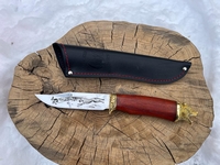 Нож "Норка" (ст.95х18, кованая, навершие и литье мельхиор, дер. падук, гравировка, разные рис)