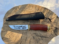 Нож "Белка" (ст.95х18, кованная, навершие и литье мельхиор, гравировка, разные рис)