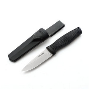  Нож Ganzo G806-BK (пластиковые ножны, прорезиненая рукоять, черный) 