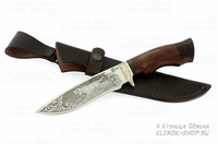 Нож Близнец (кованная сталь 95х18, клинок с гравировкой,рукоять дерево венге, литье мельхиор )