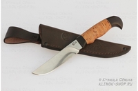 Нож Куница кованнный стХ12МФ, береста (кованная сталь , рукоять дерево береста наборная)