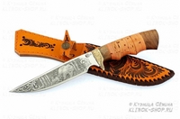 Нож Легионер (сталь 65х13, клинок с гравировкой, рукоять береста, литье мельхиор )
