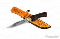 Нож Лидер (кованная сталь 95х18, клинок с гравировкой, рукоять дерево венге, литье мельхиор )