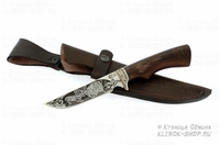 Нож Пластун (кованная сталь 95х18, клинок с гравировкой, рукоять дерево венге, литье мельхиор )