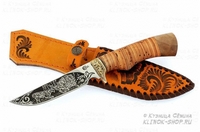 Нож Путник (сталь 65х13, клинок с гравировкой, рукоять береста )