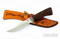 Нож Юнкер (кованная сталь 95Х18, рукоять древесина венге, литье мельхиор)